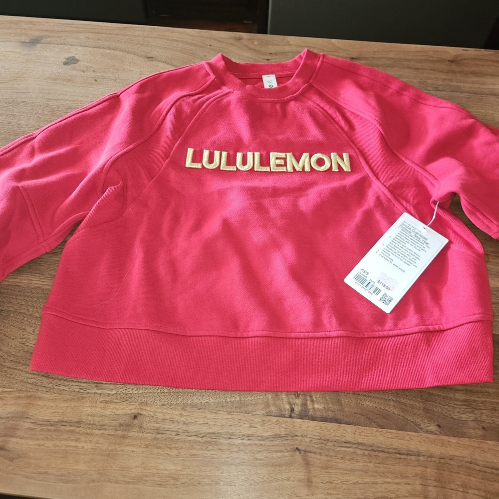 Lululemon Rare New Year Oversized Scuba Sweatshirt Dark Red W Gold. Athletica - Picture 2 of 9